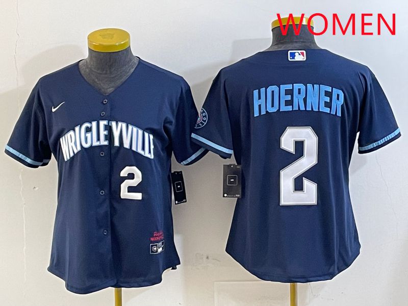 Women Chicago Cubs #2 Hoerner Blue City Edition Game 2025 Nike MLB Jersey style 6